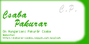 csaba pakurar business card